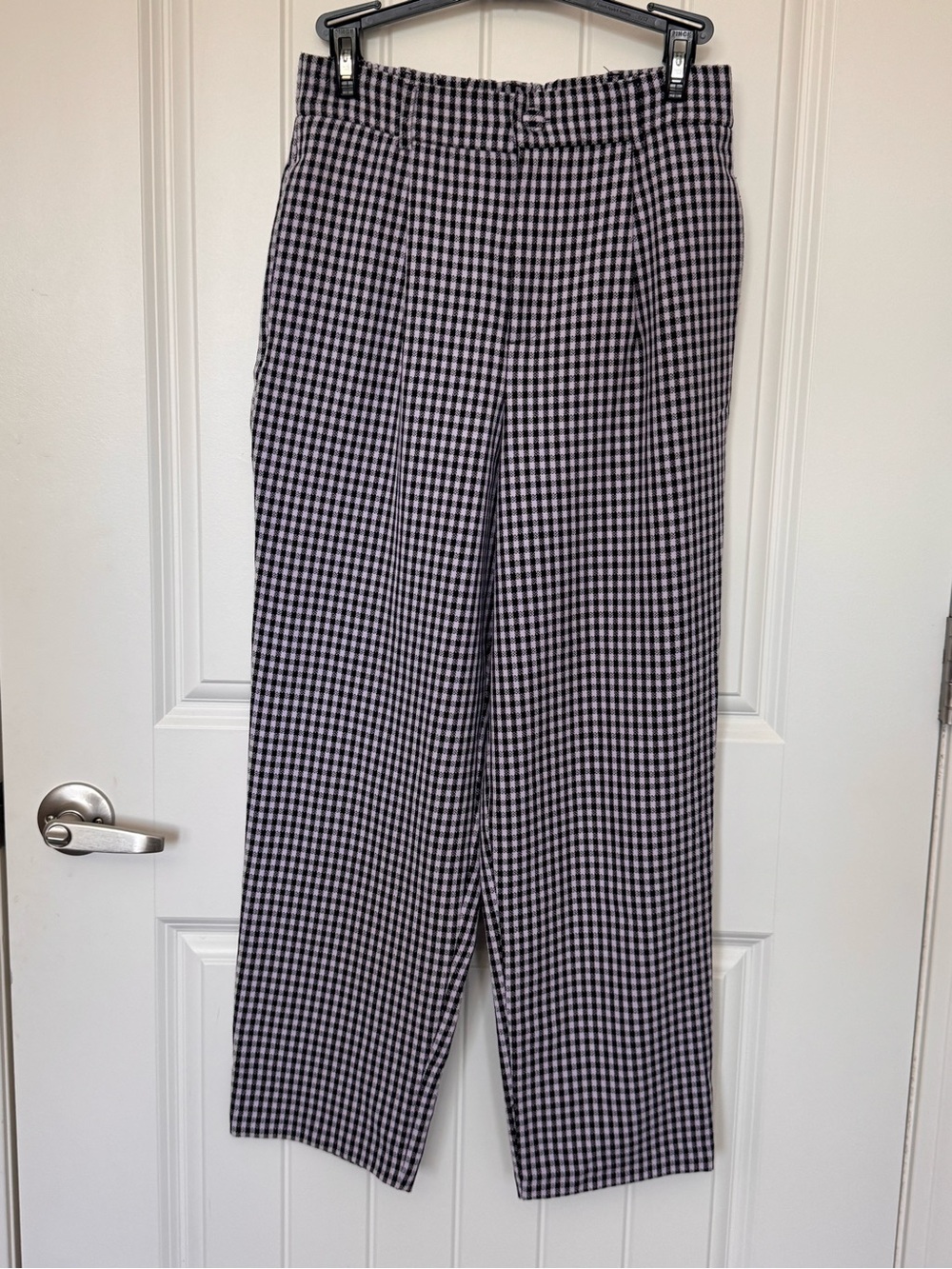 Hollister Ultra High Rise Purple Black Gingham Crop Pants Small